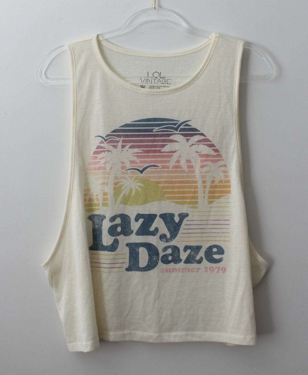 LOL Vintage Women's Large Lazy Daze Tank Cream Pre-Owned
